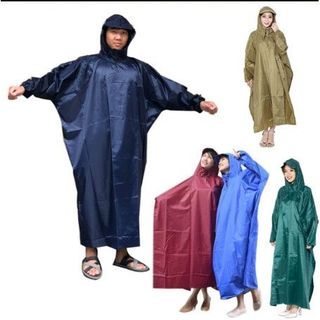 Áo Mưa Bít Không Xẻ Tà Vải Dù Chống Thấm Dài 1m4 - XANH LÁ