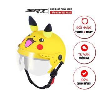 (cung cấp sỉ nón bảo hiểm) Mũ bảo hiểm nửa đầu SRT Trẻ em PIKACHU tai vàng kính giá sỉ