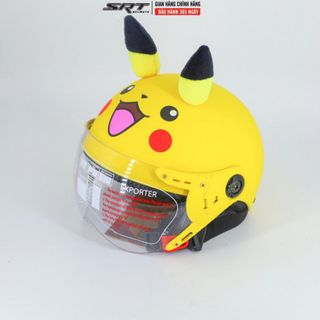 (cung cấp sỉ nón bảo hiểm) Mũ bảo hiểm nửa đầu SRT Trẻ em PIKACHU tai vàng kính