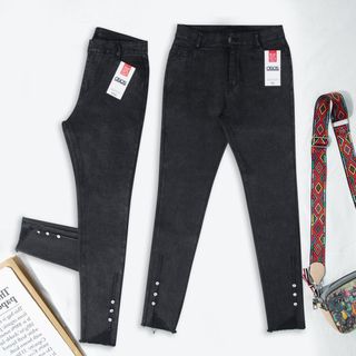 Quần kaki nữ ôm co giản muối tiêu đính 3 nút nhỏ ,dây kéo trước,lưng chum dây săn thời trang công sở, đi làm , đi chơi Kkw17