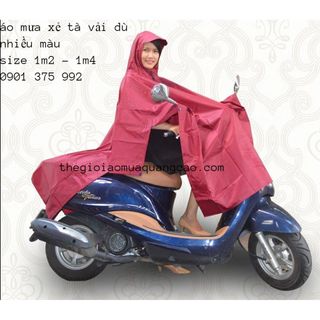 Áo Mưa Vải Dù Xẻ Tà Cánh Dơi Dài 1m4 Chống Thấm Cao Cấp - MÀU ĐỎ