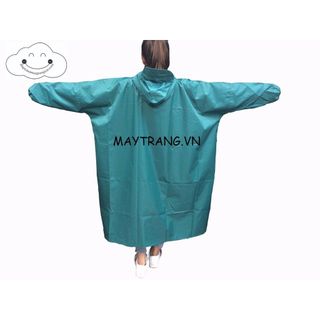 Áo Mưa Vải Dù 1m4 Không Xẻ Tà 2 Bên Hông Chống Thấm Cao Cấp (Xanh lá)