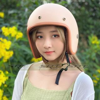 Mũ bảo hiểm 3/4 SRT classic kem vani nhám tặng kèm lưỡi trai