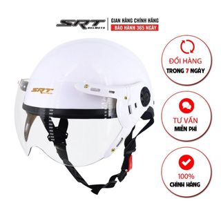 Mũ bảo hiểm có kính SRT A33K màu trắng lồng ép nhiệt kính chống UV giá sỉ