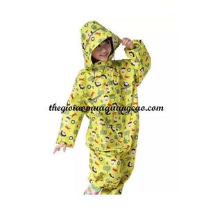 Áo mưa bộ trẻ em, vải dù chắc chắn, bền đẹp, hình dễ thương