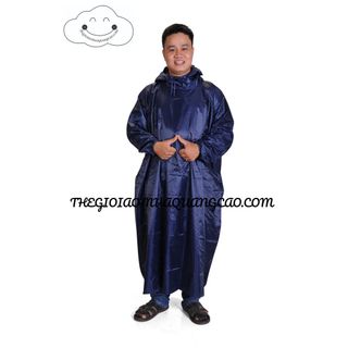 ÁO MƯA KHÔNG XẺ TÀ MÀU XANH ĐEN, VẢI DÙ CAO CẤP 1M2