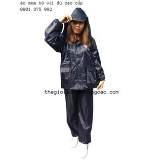 Bộ Quần Áo Mưa Vải Dù Đủ Size Màu Xanh Đen