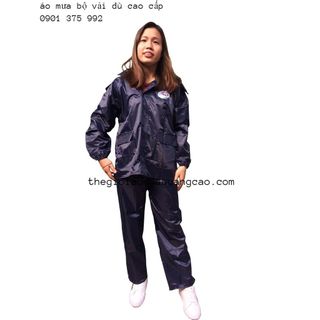 Bộ Quần Áo Mưa Vải Dù Đủ Size Màu Xanh Đen
