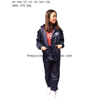 Bộ Quần Áo Mưa Vải Dù Đủ Size Màu Xanh Đen