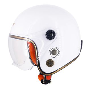 Mũ bảo hiểm 3 4 SRT - Kính viềng đồng - Trắng lót cam