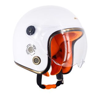 Mũ bảo hiểm 3 4 SRT - Kính viềng đồng - Trắng lót cam