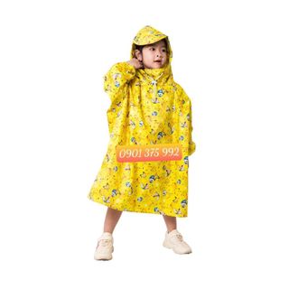 Áo Mưa Bít Trẻ Em Vải Dù Siêu Dai, Chống Thấm Nước, Che Kín Người An Toàn Cho Bé, Rộng Rãi Đeo Balo (Chọn màu ưng ý)