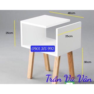 Kệ tab đầu gường hoặc cạnh sofa, 4 chân gỗ tự nhiên, decor xinh