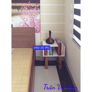 Kệ tab đầu gường hoặc cạnh sofa, 4 chân gỗ tự nhiên, decor xinh