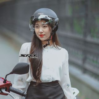 Mũ bảo hiểm SRT 1/2 kính liền viền đồng