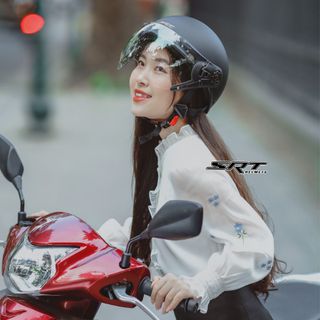 Mũ bảo hiểm SRT 1/2 kính liền viền đồng