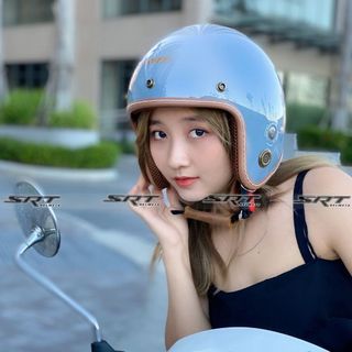 Mũ bảo hiểm 3/4 SRT viền chỉ thông gió - BẢO HÀNH 12 THÁNG( tặng kèm lưỡi trai)