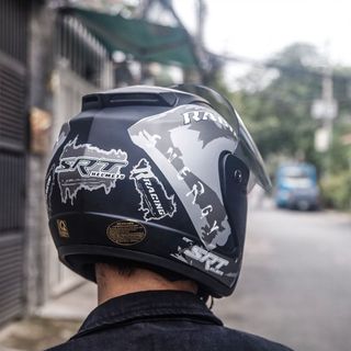 Mũ bảo hiểm SRT 3/4 tem Racing kính phủ chống tia UV cao cấp - bảo hành 12 tháng