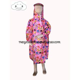 Áo Mưa Vải Dù Bít Hông Họa Tiết Siêu Yêu Cho Trẻ Em