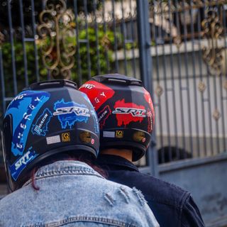 Mũ bảo hiểm SRT 3/4 tem Racing kính phủ chống tia UV cao cấp - bảo hành 12 tháng