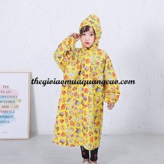 Áo Mưa Vải Dù Bít Hông Họa Tiết Siêu Yêu Cho Trẻ Em