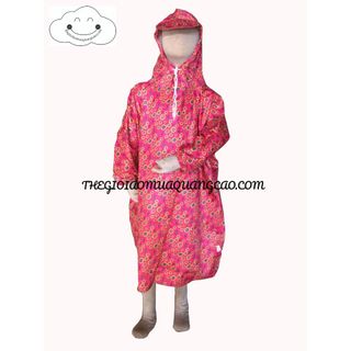 Áo Mưa Vải Dù Bít Hông Họa Tiết Siêu Yêu Cho Trẻ Em