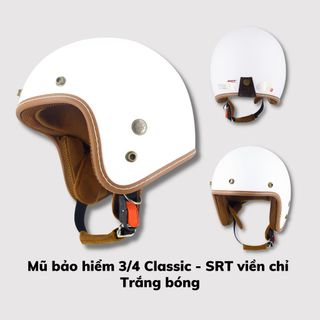 Cung cấp sỉ Mũ bảo hiểm 3/4 SRT Classic viền chỉ, tặng kèm lưỡi trai