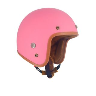 Mũ bảo hiểm 3/4 hồng nhám lót nâu APT02 tặng kèm lưỡi trai