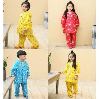 Áo Mưa Bộ Trẻ Em, Vải Dù Không Thấm Nước Màu Lính Cá Tính