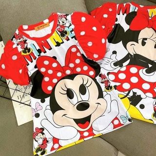 Ri 10 Váy bé gái thun lạnh co dãn 4 chiều dáng chữ A tay bồng ( Mẫu Micky) giá sỉ