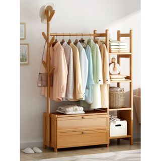 Tủ Treo Quần Áo Đa Năng - Giá Treo Quần Áo Khung Tre Cao Cấp - Cây treo quần áo