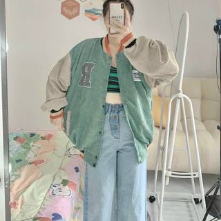 Áo khoác nhung tăm thêu R form áo dưới 70kg