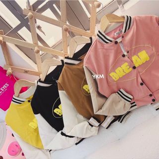 Áo khoác bomber croptop da lộn 2 lớp, logo thêu nổi