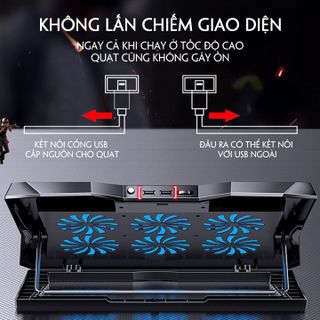 Đế Tản Nhiệt Laptop Có Led, 6 quạt - Giá đỡ laptop giá rẻ chạy êm làm mát cực nhanh