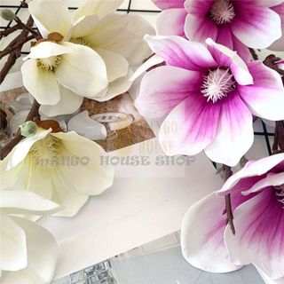 Cành hoa mộc lan 5D cao cấp loại 1, cao 1m. Hàng Trung xịn, màu tươi sáng, đẹp.