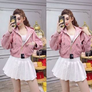 Áo khoác nhung tăm trơn kiểu cánh dơi có túi ở ngực
