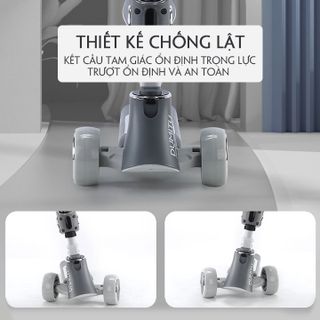 (Bảo Hành 1Năm) Xe trượt Scooter cao cấp cho bé có đèn chân phát sáng - Xe chòi chân cho bé từ 0-50kg