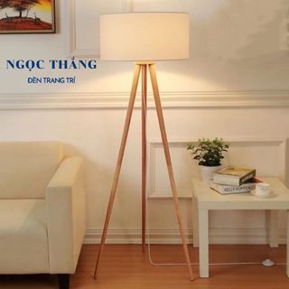 Đèn Cây Đứng Đọc Sách 3 Chân Gỗ Trang Trí Phòng Khách Phòng Ngủ DC539 Ngọc Thắng (Tặng kèm một bóng Led 12W)