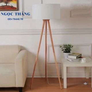 Đèn Cây Đứng Đọc Sách 3 Chân Gỗ Trang Trí Phòng Khách Phòng Ngủ DC539 Ngọc Thắng (Tặng kèm một bóng Led 12W)