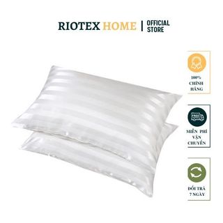 Vỏ gối RIOTEX trắng sọc T300 40x60, 50x70cm có bèo và không bèo