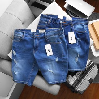 Quần short jean nam bigsize 80 - 130kg - tông xanh rách