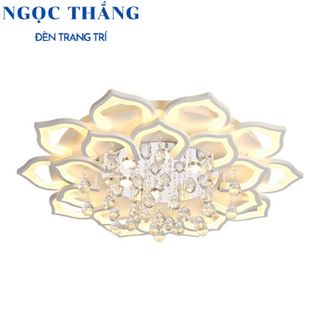Đèn Mâm Pha Lê Ốp Trần 20 Cánh Hiện Đại Trang Trí Sảnh Phòng Khách Led 3 Chế Độ Màu MO9002 Ngọc Thắng (Kèm remote)