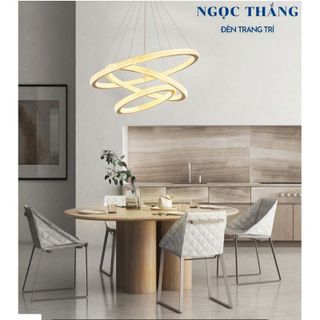 Đèn thả trần 3 vòng Led 40-60-80 trang trí phòng khách bàn ăn Led 3 chế độ màu TH8122 Ngọc Thắng (Tặng kèm remote)