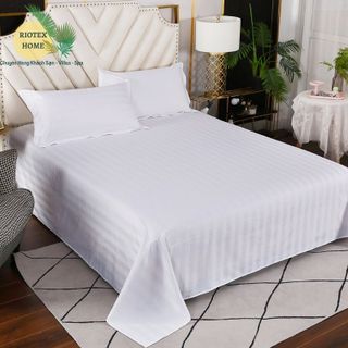 T300 Tấm Trải Giường RIOTEX Trắng Sọc cao cấp đủ kích thước