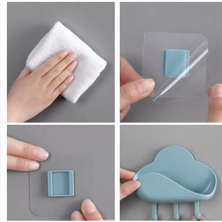 Kệ đám mây xà phòng dán tường kèm móc treo