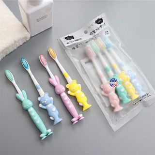 Set 4 bàn chải đánh răng có nắp hình thú cho bé giá sỉ