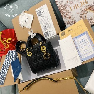 Túi xách D...ior l.ady-Màu Đen - khoá vàng size 17 loại 3 ô - da mờ - giá sỉ - giá bán buôn