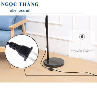 Đèn Cây Đứng Đọc Sách Trang Trí Phòng Khách Phòng Ngủ DC527 Màu Đen Ngọc Thắng (Tặng kèm bóng Led Bulb 9W ánh sáng vàng)