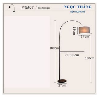 Đèn Cây Đứng Đọc Sách Trang Trí Phòng Khách Phòng Ngủ DC523 Màu Trắng Ngọc Thắng (Tặng bóng Led Bulb 9W ánh sáng vàng)