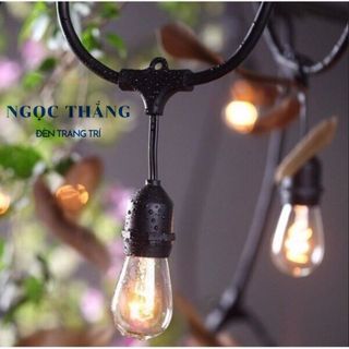 Bộ dây đuôi đèn ngoài trời chống nước 10 met 20 đuôi mắc nối tiếp E27 220V Ngọc Thắng (Kèm 20 bóng led edison 4w)